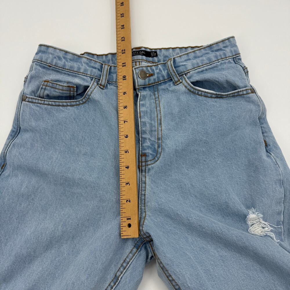 NASTY GAL Light Wash Distressed Jeans Size 6 High Rise Straight Leg Cotton Denim - Picture 7 of 9